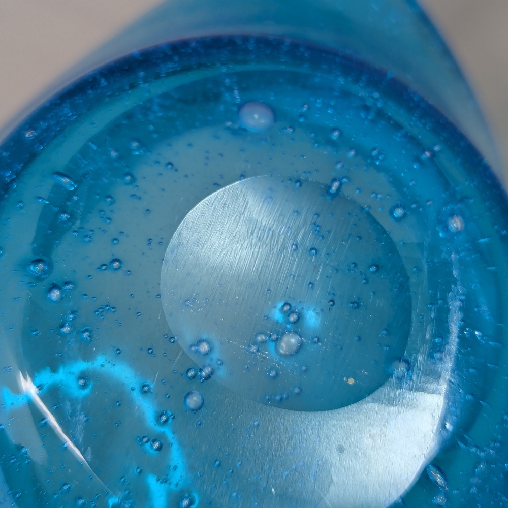 Vtg Blue Bubbled Glass Bowl Art Oblong Candy Dish Flower Vase Fruit Bowl - Picture 5 of 16